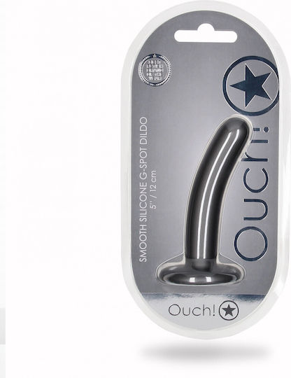 Shots Ouch! Smooth Silicone G-Spot Glass Dildo with Balls and Suction Cup Gray 12cm