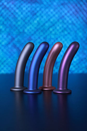 Shots Ouch! Smooth Silicone G-Spot Glass Dildo with Balls and Suction Cup Gray 12cm