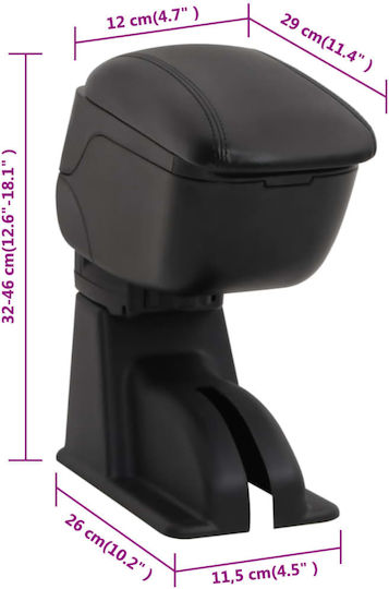 vidaXL Car Leather Armrest for Lada Kalina Black