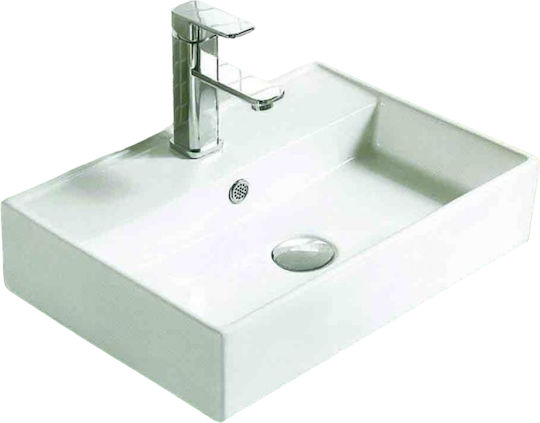 Gloria Ferino Επικαθήμενος Νιπτήρας Πορσελάνης 53.5x36.5x12.5cm Λευκός Gloria Ferino Επικαθήμενος Νιπτήρας Πορσελάνης 53.5x36.5x12.5cm Λευκός