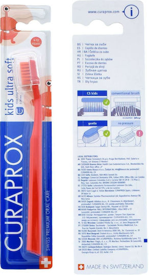 Curaprox Ultra Soft Детска Четка за Зъби за 4+ Години Червена