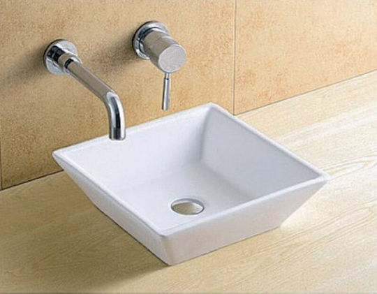 KLP Izzy Aufgesetztes Waschbecken Porzellan 42x42x12cm Weiß KLP Izzy Aufgesetztes Waschbecken Porzellan 42x42x12cm Weiß