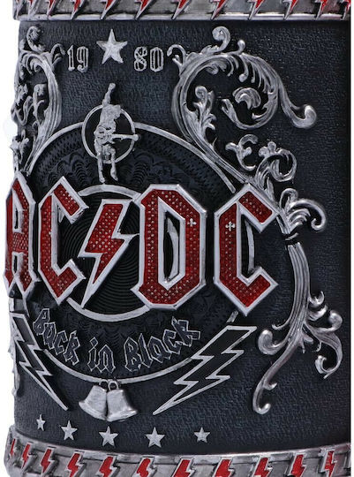 Nemesis Now AC/DC Back In Black Tankard Glass Beer, μπίρας made of Metal in Black Color 600ml