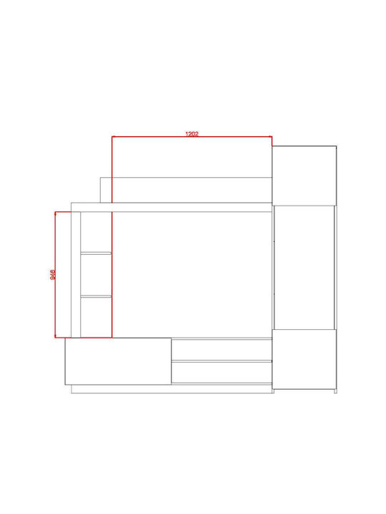 Wohnzimmer TV-Einheit Depen Gray L204xB41xH187cm MB
