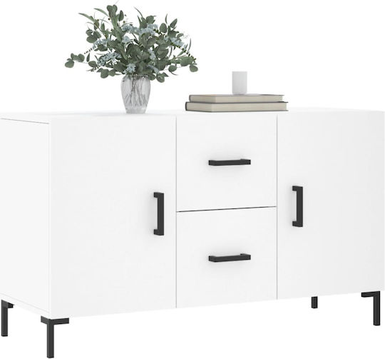 Мебели за съхранение дървен с чекмеджета Бял 100x36x60см