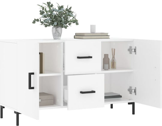 Мебели за съхранение дървен с чекмеджета Бял 100x36x60см