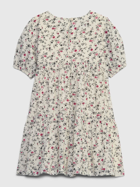 GAP Νηπιακό Mädchen Kleid Blumen Weiß