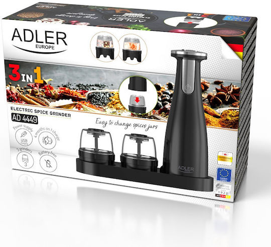 Adler Σετ Ηλεκτρικοί Μύλοι Μπαχαρικών 8cm Adler Σετ Ηλεκτρικοί Μύλοι Μπαχαρικών 8cm