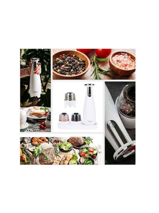 Adler Electric Set Spice Mills made of Ceramic in White Color 3pcs