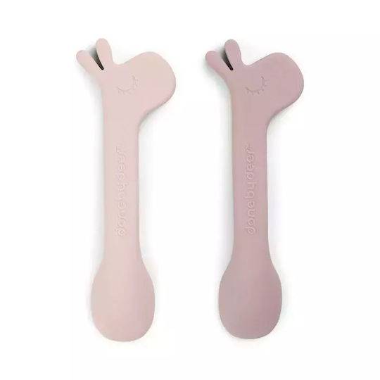 Done by Deer Baby Set with Spoons made of Silicone Pink 2pcs