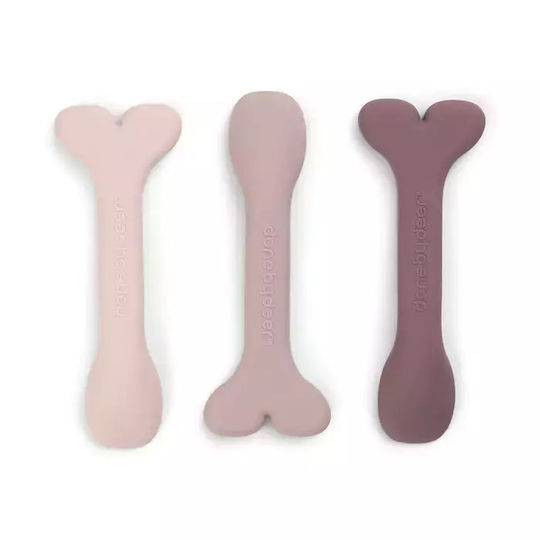 Done by Deer Baby Set with Spoons made of Silicone 3pcs Pink