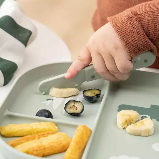 Done by Deer Baby Cutlery Set Happy Dots made of Plastic Green 2pcs