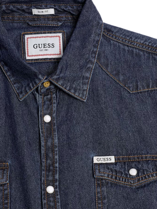 Long-sleeved Denim Shirt Blue