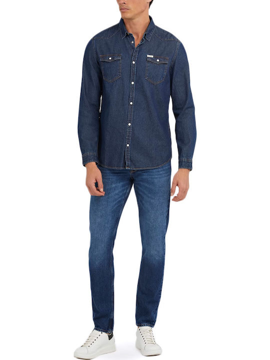 Long-sleeved Denim Shirt Blue