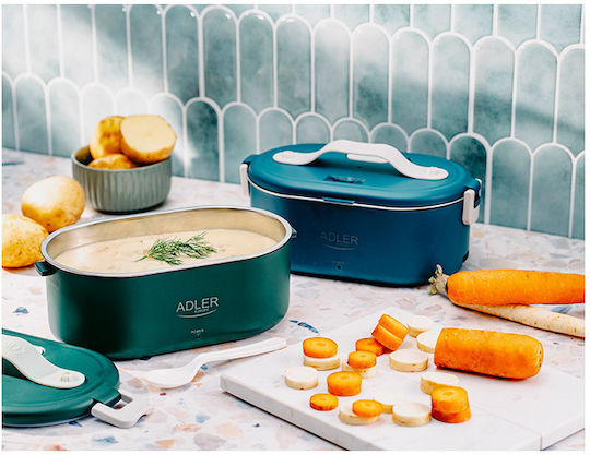 Adler Cutie de Prânz Electrică din Inox Verde cu Compartimente 800ml