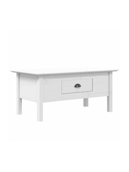 Rectangular Solid Wood Coffee Table White L100xW55xH45cm