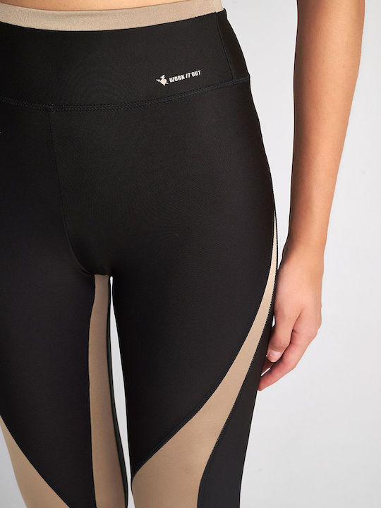 SugarFree Ausbildung Frauen Lang Leggings Glänzend & Hochgeschnitten Schwarz