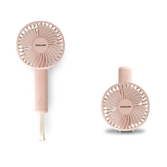 Eurolamp Handheld USB Rechargeable Fan 1200mAh 5W Pink 300-20523