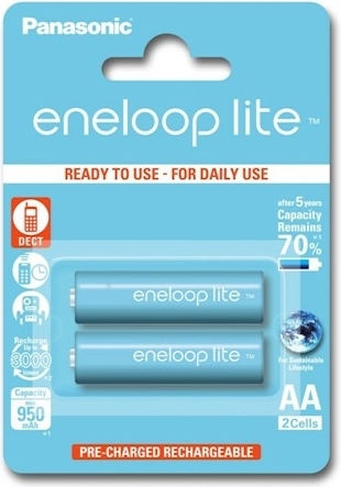 Panasonic Eneloop Lite Wiederaufladbare Batterien AA Ni-MH 950mAh 1.2V 2Stück