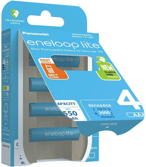 Panasonic Eneloop Lite Презареждащи батерии AAA Ni-MH 550mAh 1.2V 4бр