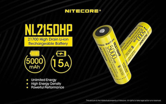 NiteCore NL2150HP Επαναφορτιζόμενη Μπαταρία 21700 Li-ion 5000mAh 3.6V 1τμχ
