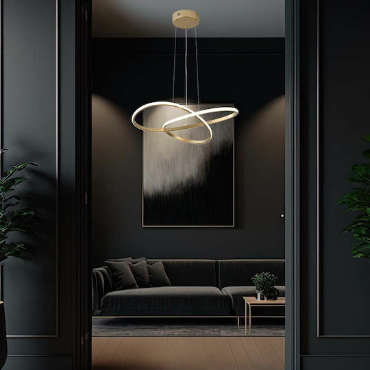 V-TAC Designer Hängelampe Gold LED mit Warmes Weiß Licht 50x100cm.