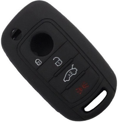 Silicone Car Key Cover Case with 3 Buttons for Fiat Black