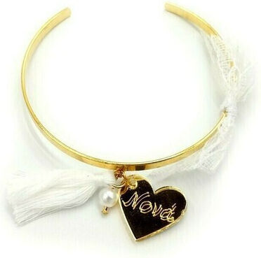 Thes Kordelaki Metal Christening Charm Bracelet Gold 1pcs