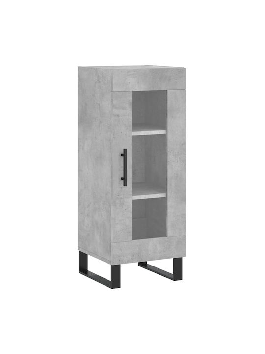 Floor-standing Living Room Display Cabinet made of Particleboard with Glass Gray 34.5x34x90cm