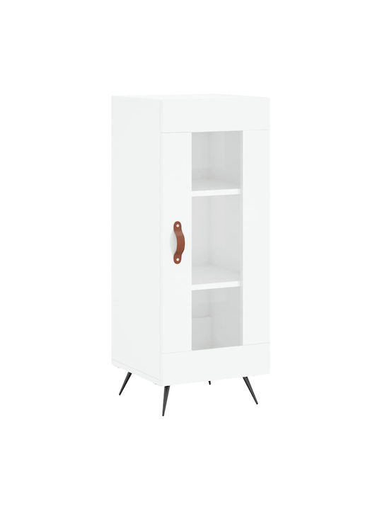 Floor-standing Living Room Display Cabinet made of Particleboard with Glass White 34.5x34x90cm
