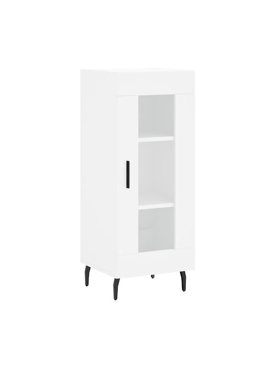 Floor-standing Living Room Display Cabinet made of Particleboard with Glass White 34.5x34x90cm