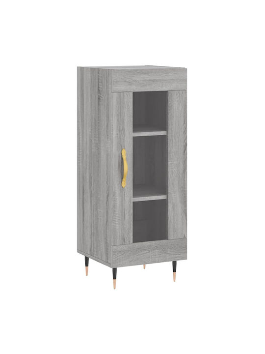 Floor-standing Living Room Display Cabinet made of Particleboard with Glass Gray 34.5x34x90cm