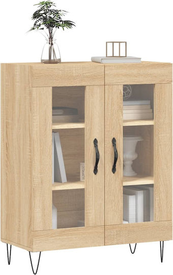 Living Room Display Cabinet from Particle Board with Brown Glass 69.5x34x90cm
