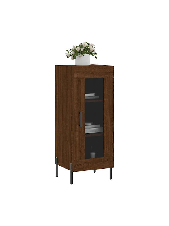 Floor-standing Living Room Display Cabinet made of Particleboard with Glass Brown 34.5x34x90cm