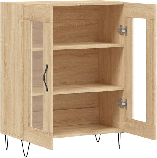 Living Room Display Cabinet from Particle Board with Brown Glass 69.5x34x90cm