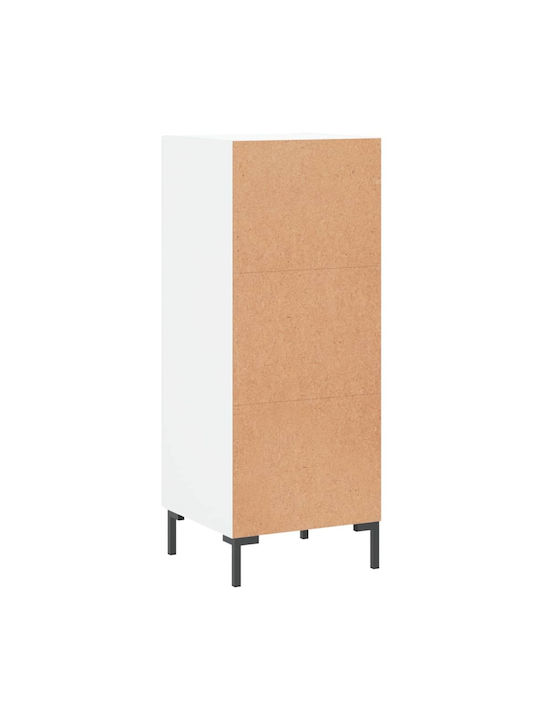 Floor-standing Living Room Display Cabinet made of Particleboard with Glass White 34.5x34x90cm