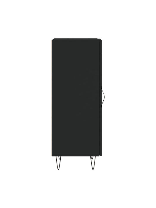 Floor-standing Living Room Display Cabinet made of Particleboard with Glass Black 34.5x34x90cm