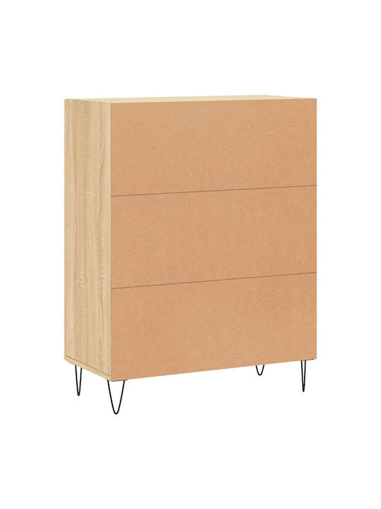 Floor-standing Living Room Display Cabinet made of Particleboard with Glass Brown 69.5x34x90cm