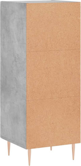Vitrină de Sufragerie din Placă Aglomerată, Gri Beton, cu Geam, 34,5x34x90 cm