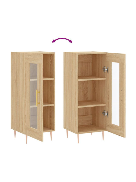 Living Room Display Cabinet Made of Particle Board Windowed Brown 34.5x34x90cm