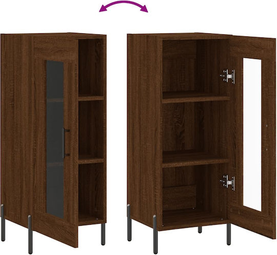 vidaXL Wohnzimmer Vitrine aus Spanplatte mit Verglasung Braune 34.5x34x90cm