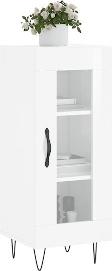 Living Room Display Cabinet from Particle Board with Windowed White 34.5x34x90cm