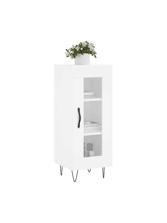 Living Room Display Cabinet made of Particle Board with Windowed White 34.5x34x90cm