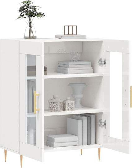 Bodenvitrine für das Wohnzimmer aus weißer Spanplatte mit Glastür 69,5x34x90 cm
