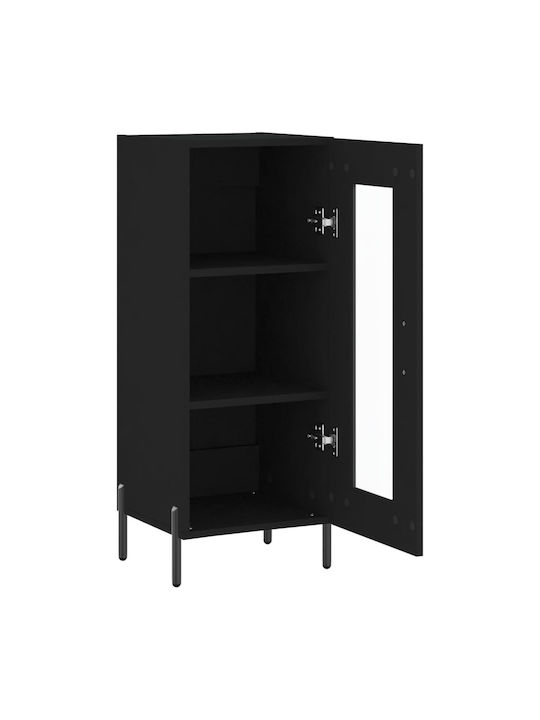 Living Room Display Cabinet made of Particle Board with Glass Black 34.5x34x90cm