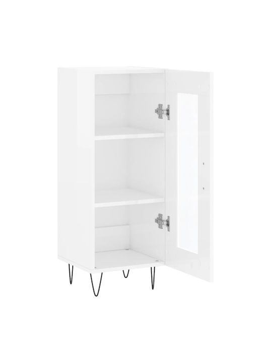 Living Room Display Cabinet from Particle Board with Windowed White 34.5x34x90cm