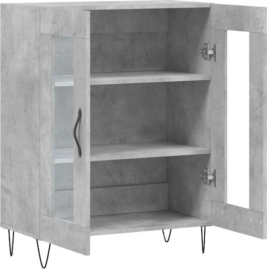 Living Room Display Cabinet from Particle Board with Windowed Grey 69.5x34x90cm