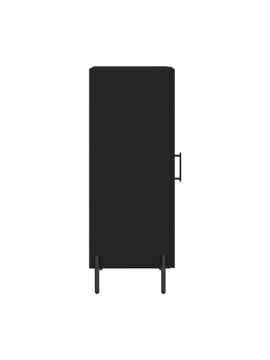 Living Room Display Cabinet made of Particle Board with Glass Black 34.5x34x90cm