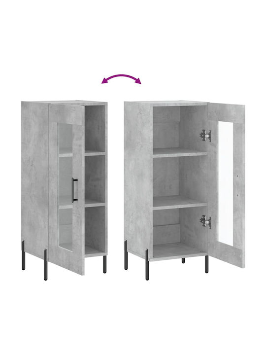 Wohnzimmer Vitrine aus Spanplatte mit Verglasung in Grau 34.5x34x90cm