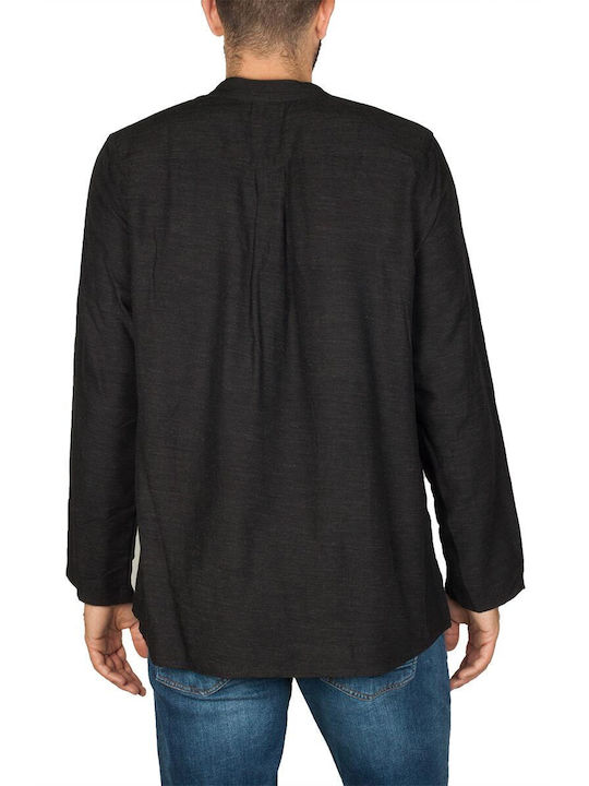 Bigbong Men's Shirt Long Sleeve Cotton Black